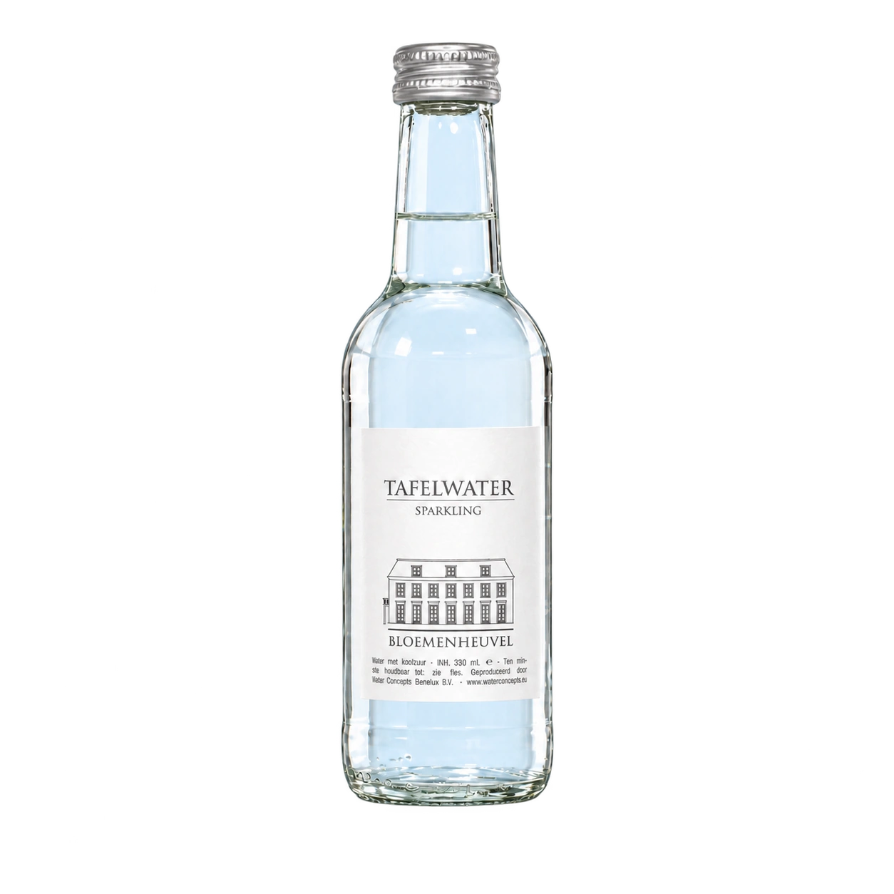 Water Concepts - Glazen fles water met logo en etiket