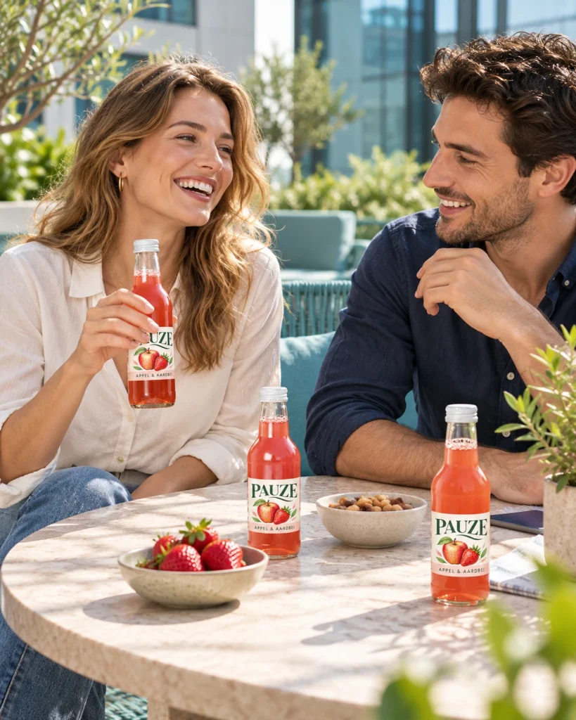 Jus de pomme-fraise 25 cl avec étiquette personnalisée